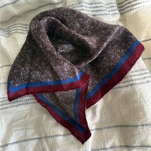 Stefano Ricci Burgundy and Blue Patterned Scarf